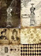 Roycycled Decoupage Paper Retired - Dress Form Project Blocks