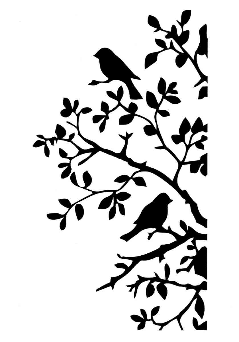 Posh Chalk Stencil - Birds and Bendy Branches